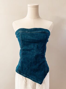 American Eagle Outfitters Dark Blue Denim Corset Top